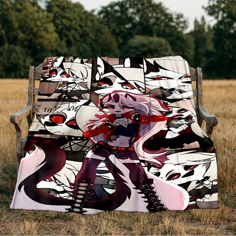 Vibrant Devilish Hazbin Blanket Flannel Throw for Sofa, Indoor, Camping, Living Room, Office, Chair, And Bed Soft Birthday Gift