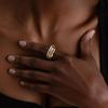 Gold Plated Mix Color Dual Tone Multilayer Women's Ring Luxury Cubic Zirconia Stackable Trendy Fashion Daily Versatile Jewelry