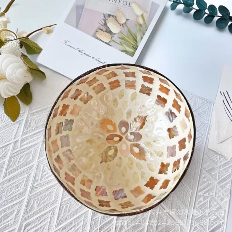 Vietnamese Coconut Shell Bowl Decorative Serving Dish Snacks Nuts Candy Home Decor Storage