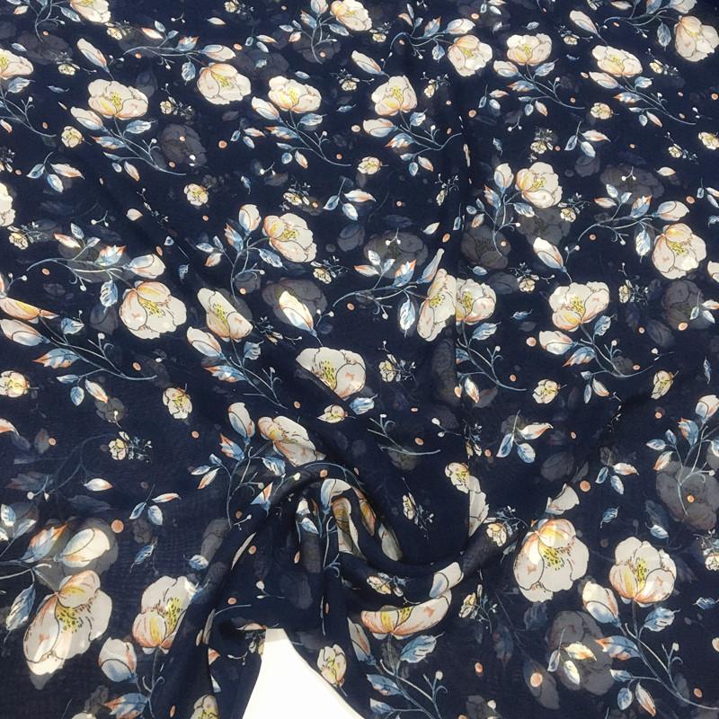 100x150cm Micro-transparent Floral Pearl Chiffon Fabric for Clothes Dress Shirt Diy Sewing Flower Printed Cloth Soft