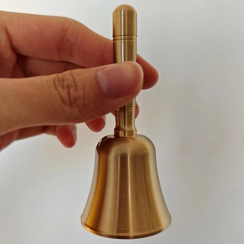 Pure Copper Hand Bell Brass Old Big Manual Class Bell Loud Children's Education Bell for Early Learning And Sound Therapy