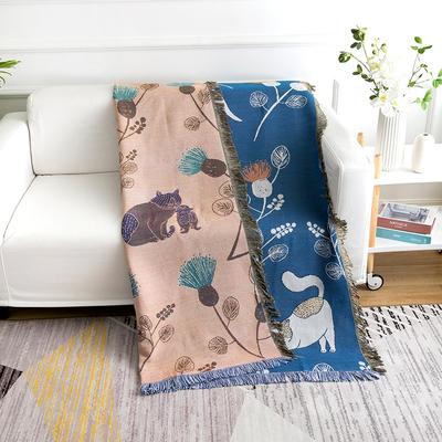 Sofa Blanket Cat Pattern Household Air-conditioning Blanket Thread Blanket Tapestry Three-layer Thick Cotton Sofa Blanket