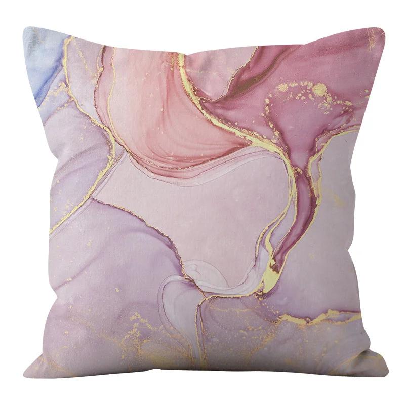 Rosa und schwarze geometrische Buchstaben bedruckte Sofakissenbezug Kissenbezug Heimdekoration Party Auto Bettwäsche