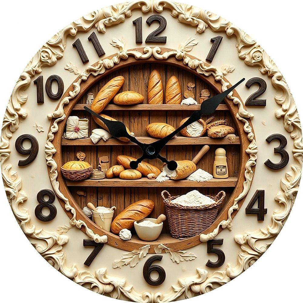 Wood Dessert Theme Wall Clock Silent Sweep Movement Silent Wooden Wall Clock Living Room Decor