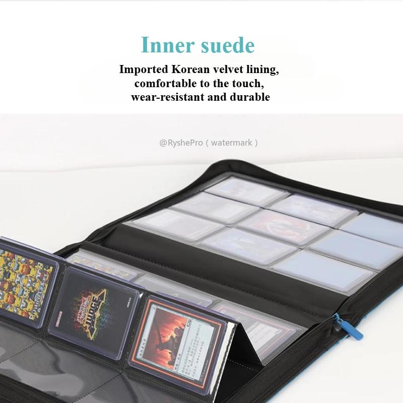 9 Pocket PU Leather Toploader Binder Holds 252 Toploaders 3" X 4" Rigid Card Holder Double Sided Pockets for Pokemon TCG Cards