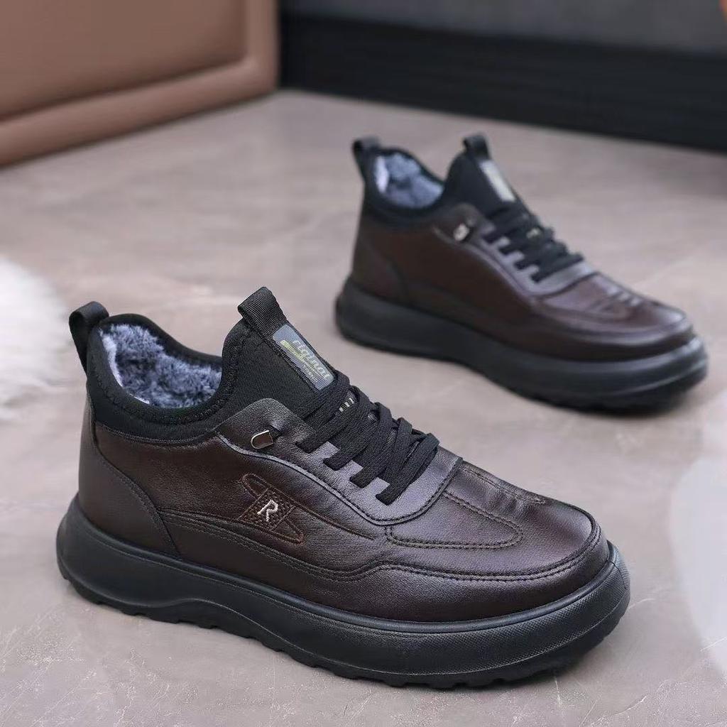 Waterproof dad cotton shoes in winter, velvet warm, thickened non-slip soft-soled sports cotton shoes