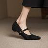 Krazing Pot Sheep Skin Summer Spring Autumn Low Heels Women Square Toe Mary Janes Shallow Pleated Decoration Pumps