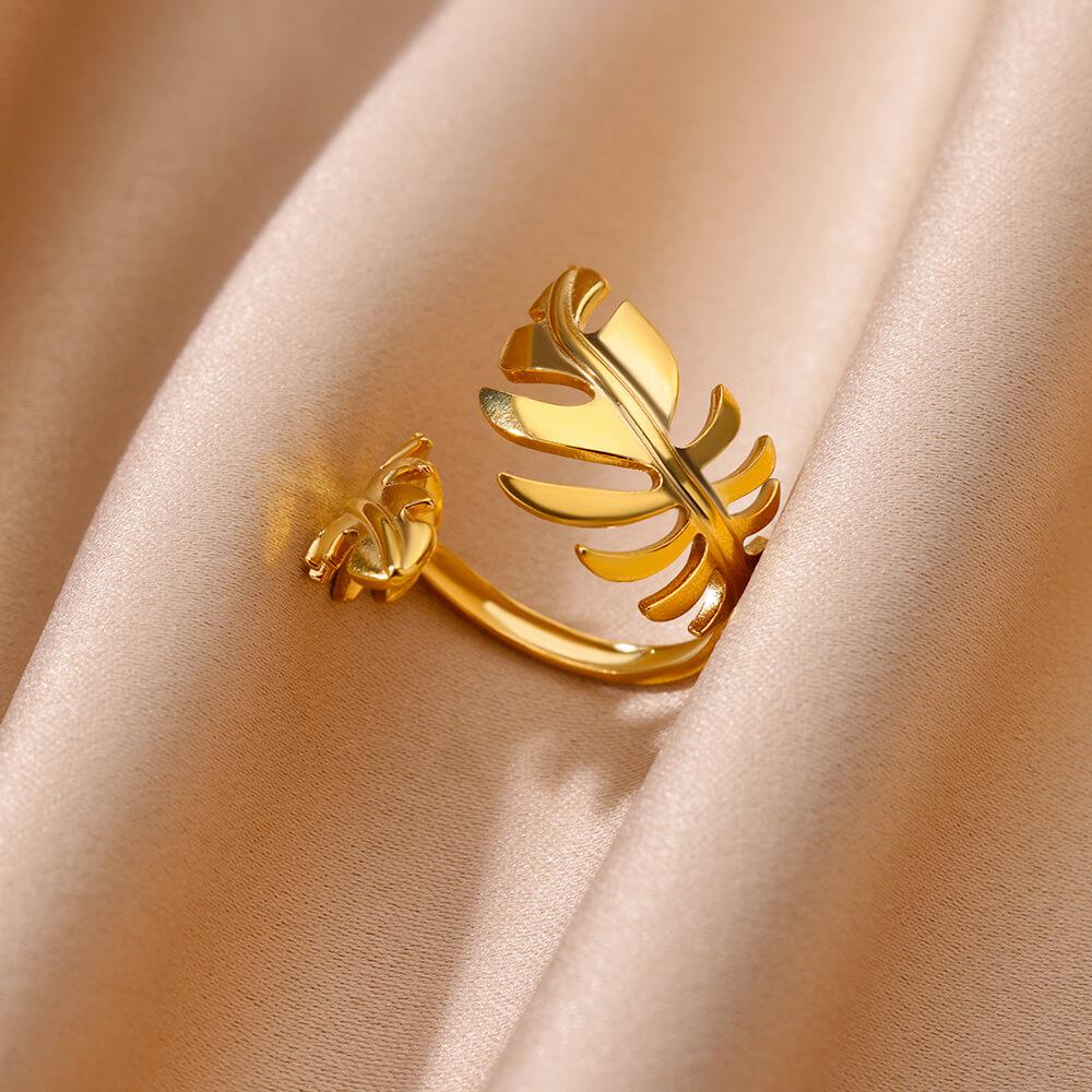 Irregular Geometric Glossy Stainless Steel Open Rings For Women Minimalist Gold Adjustable Wedding Ring Female Jewelry