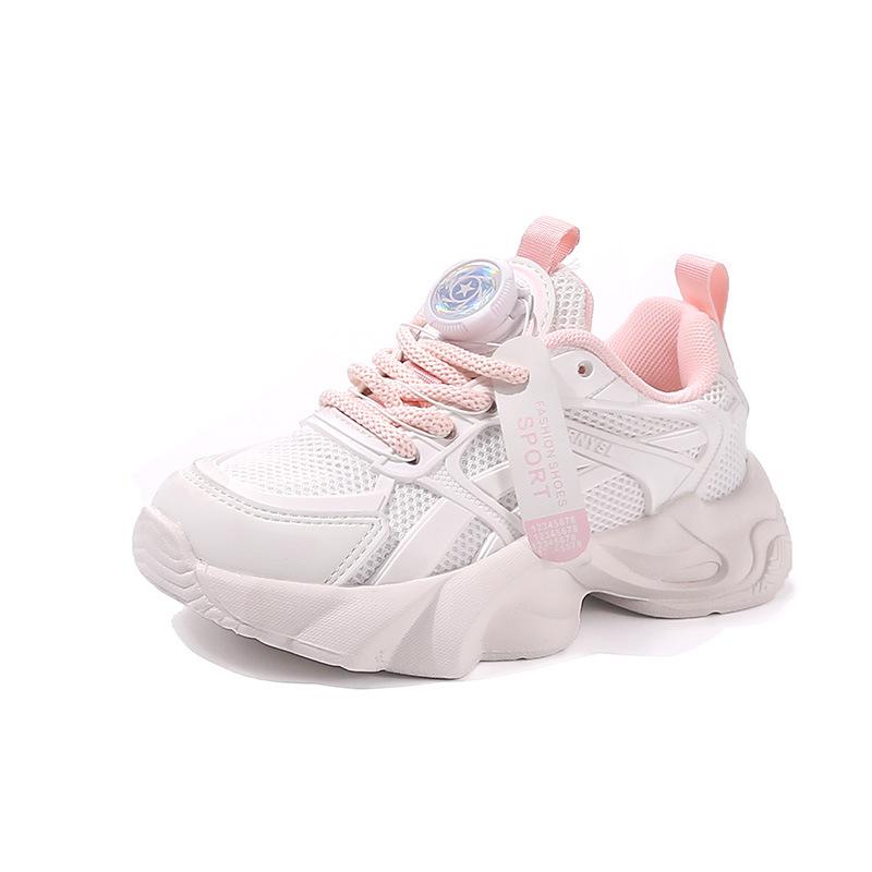 

Детская спортивная обувь 2025 весна и осень новая сетчатая дышащая обувь для скручивания девочки маленькие белые туфли мальчики универсальные папины кроссовки 26-31 yards, 6 pairs in one hand розовый