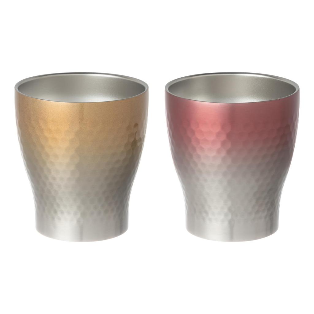 Maebata Luxe Pair of Rock Gradient Gold 62432 Cups, & Pink, 290ml,