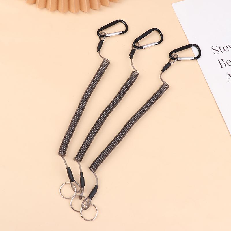 5Pcs Fishing Lanyards Fishing Tool/Pole Safety Coil Lanyard Retractable Wire Rope Buckle Fishing Anti-Lost Lanyard Rowing Rope