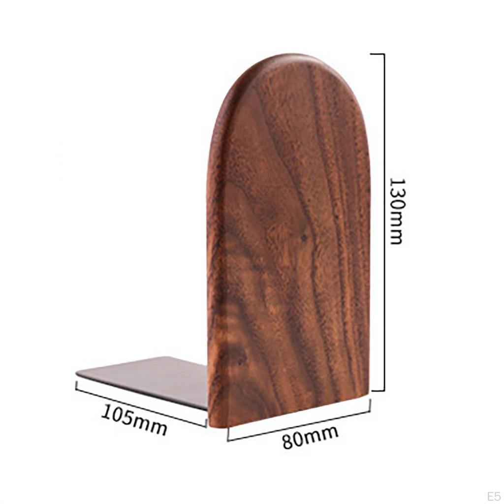 Bookend Wood Book End Anti Slip Stand Holder Bookshelf Ends Home School Office Desktop