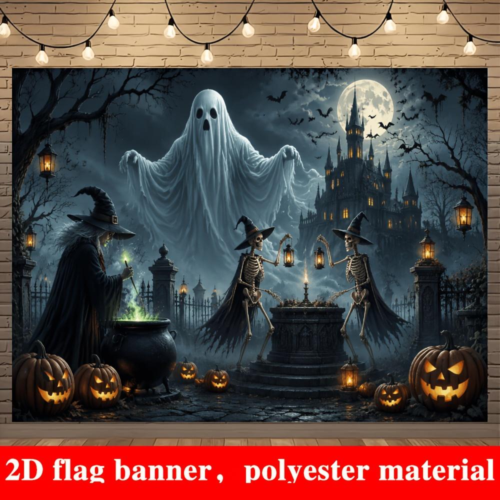 2D flat banner, 1 piece - Halloween-themed banner background