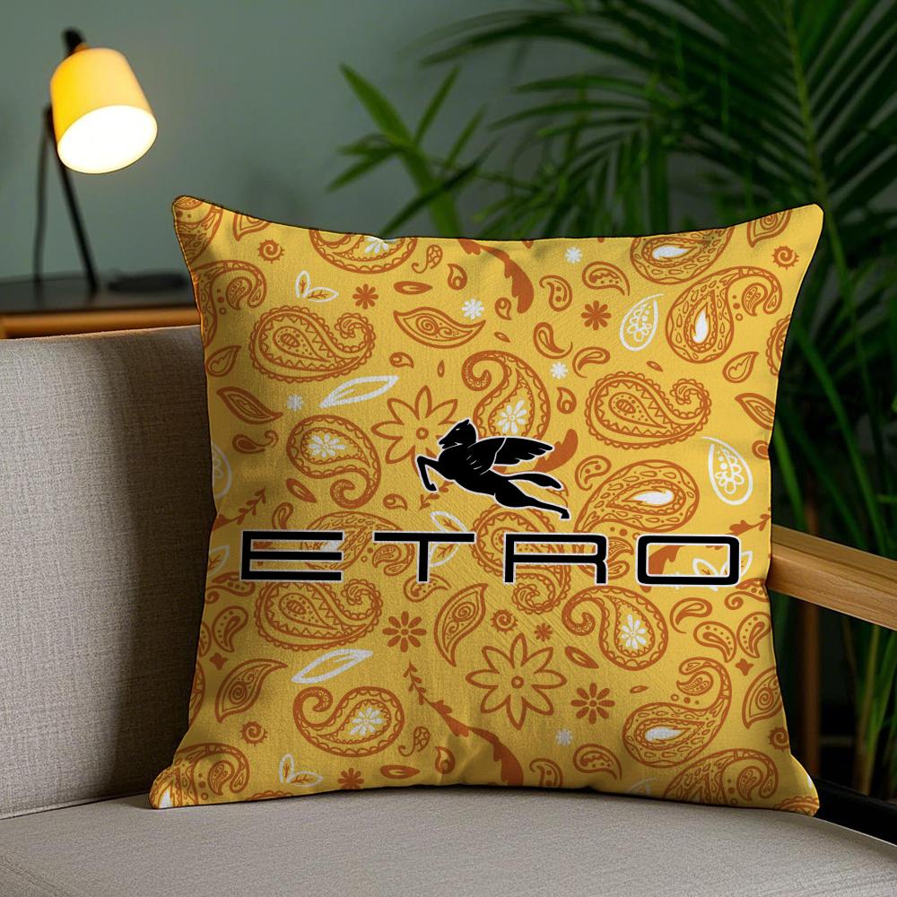 Classic Design E-Etro Cushion Cover Soft Short Plush Double-Sided Printing Home Decor Machine Washable Pillow Case Gift