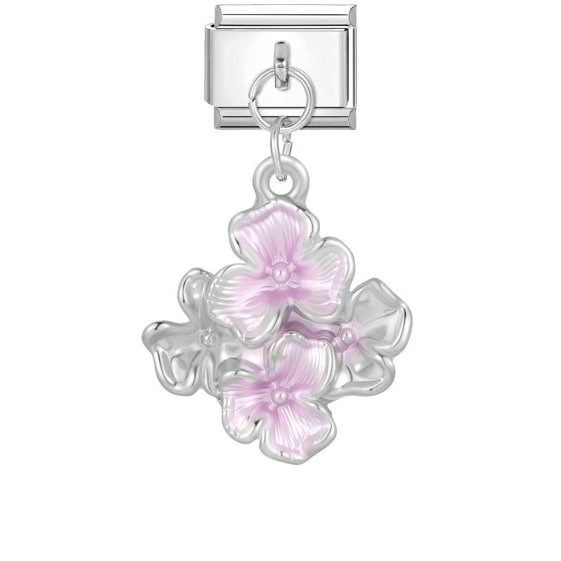 Pink Butterfly Romantic Flowers Heart Star Moon Pendant Italian Charm Links Fit 9mm Bracelet Stainless Steel DIY Making Jewelry