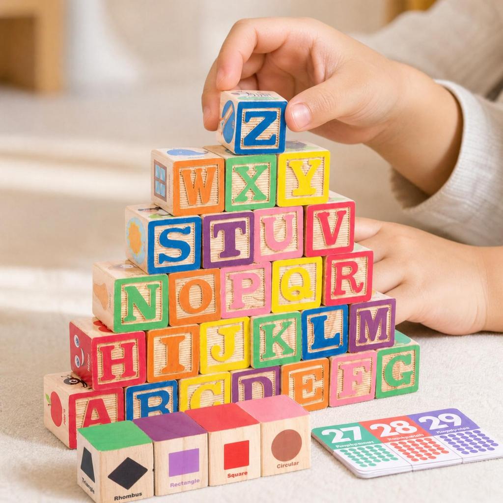 Wooden Letter Number Block Set Tactile Matching Game Smooth for Preschoolers