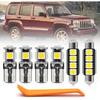 8pcs White LED Interior Lights Bulb Kit for Jee'p Liberty KJ 2002 2003 2004 2005 2006 2007 Map Dome Cargo Lights Super Bright 6000K Interior LED