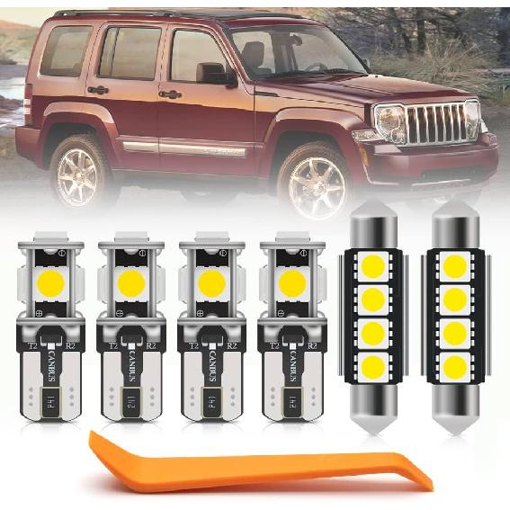 

8pcs White LED Interior Lights Bulb Kit for Jee p Liberty KJ 2002 2003 2004 2005 2006 2007 Map Dome Cargo Lights Super Bright 6000K Interior LED