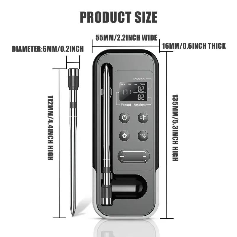 Pro Kitchen Meat Thermometer Bluetooth Wireless Smart BBQ Monitor High Temp Probe Cooking Food Temperature Precision Control