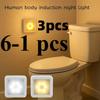 6-1 Pcs Square LED Motion Sensor Night Light, Wireless Induction Wall Lamp for Cabinet Bedroom Indoor Lighting