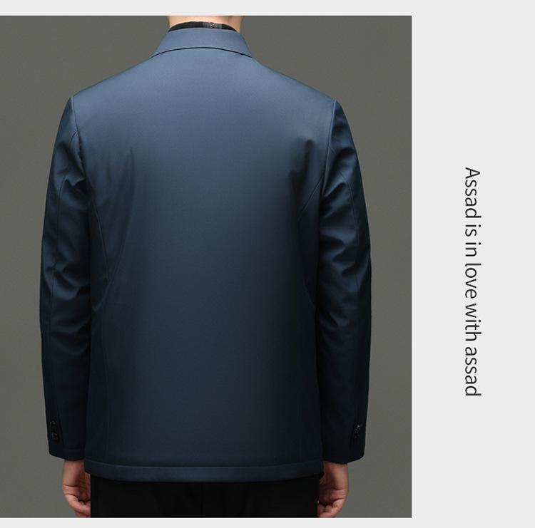 Men's Wool-Lined Cotton Jacket: Winter Business Casual, Thickened Lapel for Middle-Aged Men