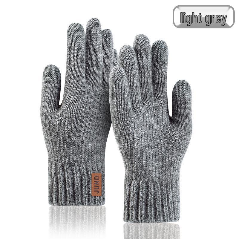 Men's Winter Touchscreen Wool Knit Gloves - Thickened Velvet Lining for Outdoor Cold Protection