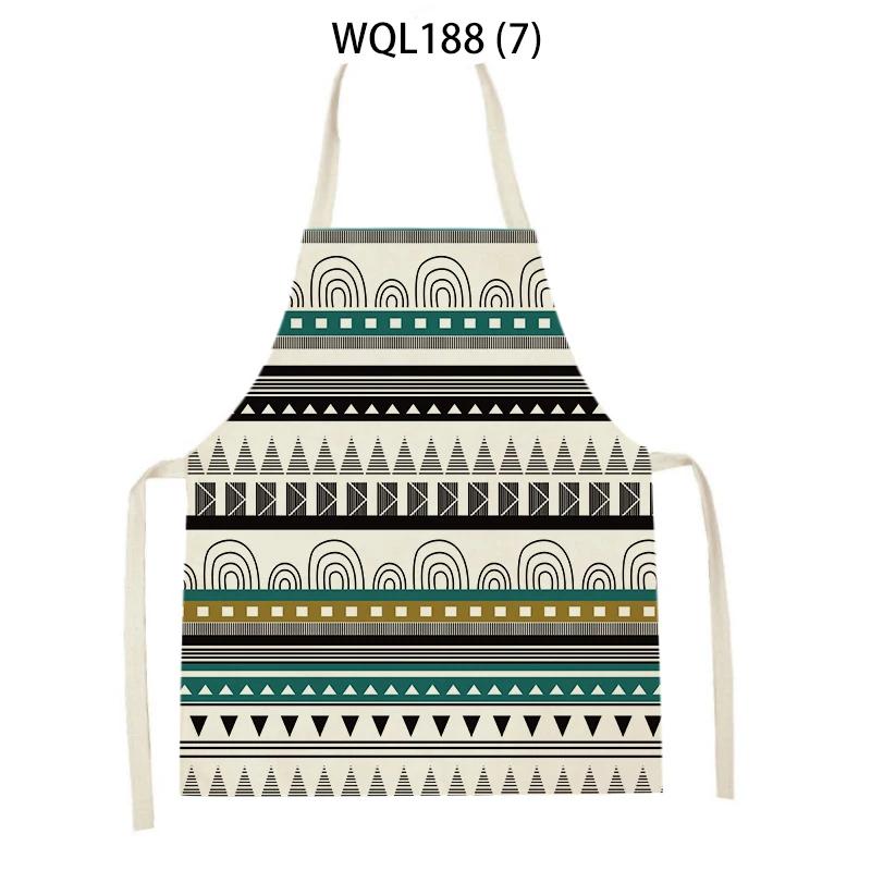 Retro Geometry Print Kitchen Apron for Woman Man Bohemia Linen Baking Aprons Adult Kids Cooking Apron Cleaning Tools Tablier