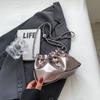 Women's Metallic  PU Leather Shoulder Bag Fashionable Chain Strap Bucket Crossbody Purse Elegant Design Women's Evening Dress Bridal Wedding Handbag