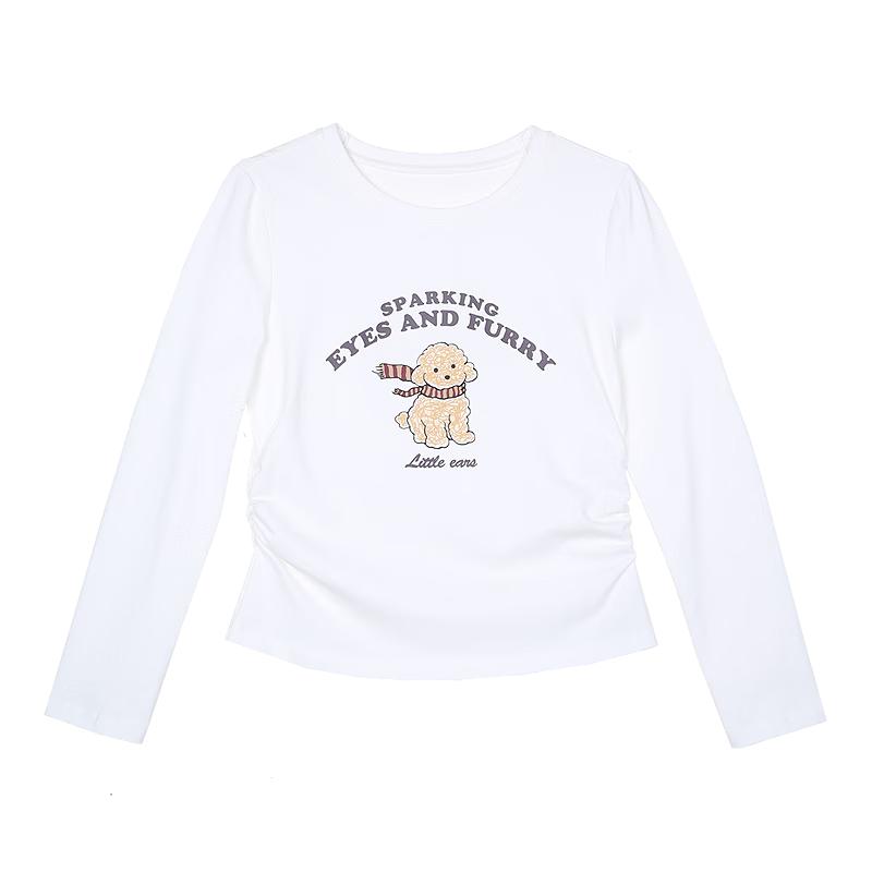 Betu Women s Animal Letter Print Ruched Long Sleeve T-Shirt L