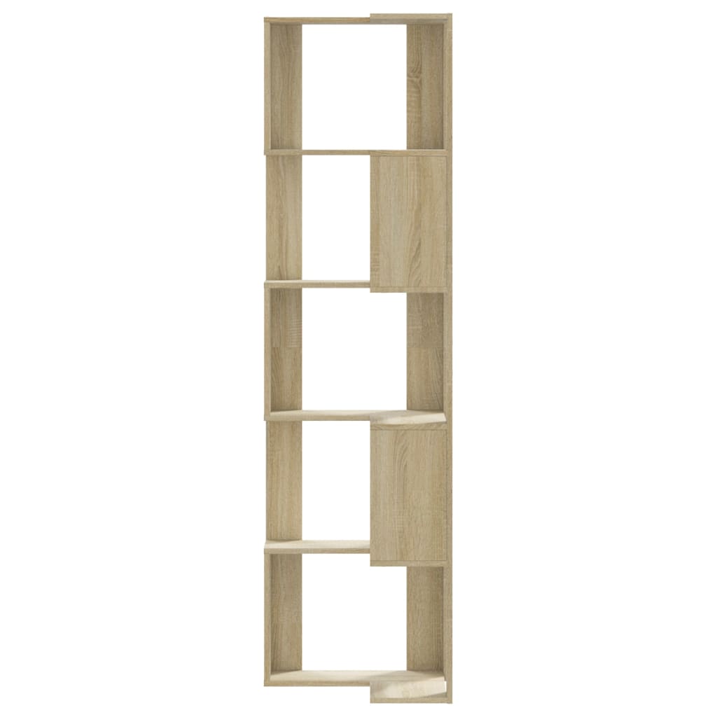 Corner Bookshelf 5 Shelves Sonoma Oak Finish 50 X 50 X 179 Cm Particleboard
