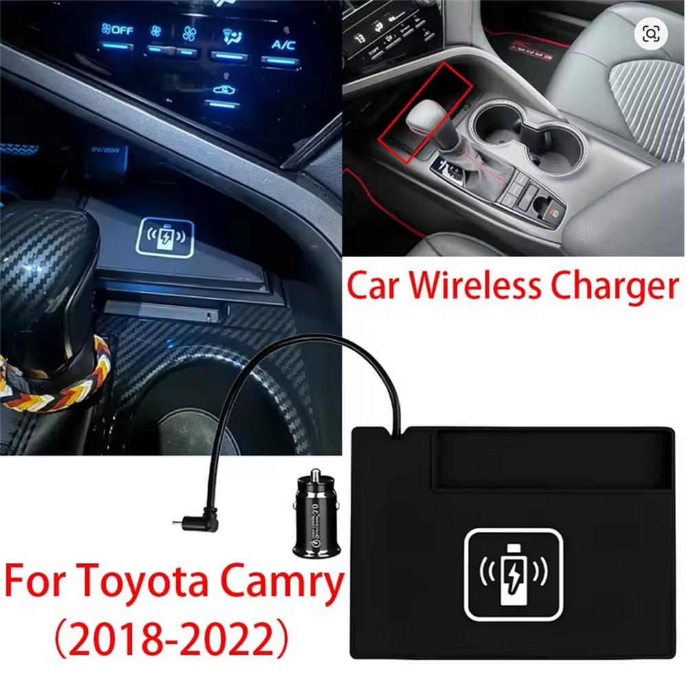 Car Qi Wireless Fast Charger Charging Pad PVC For Toyota Camry 2018-2022
