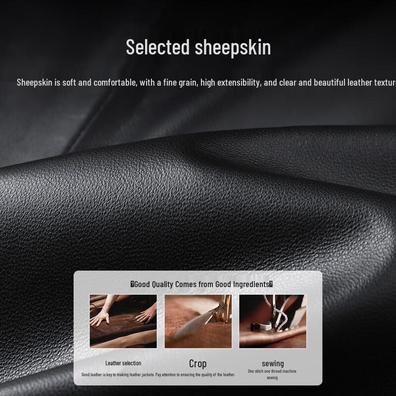 Futing Men's Top-Grain Sheepskin Stand Collar Leather Jacket