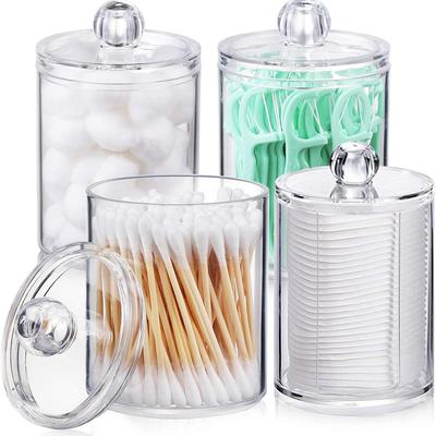Portable Transparent Storage Box for Cotton Swabs, Cotton Balls, Makeup Pads, and Floss