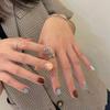 10Pcs Blue Gradient Short Square Round Handmade Press On Nails Gentle French Fake Nails Fashionable Nail Tips