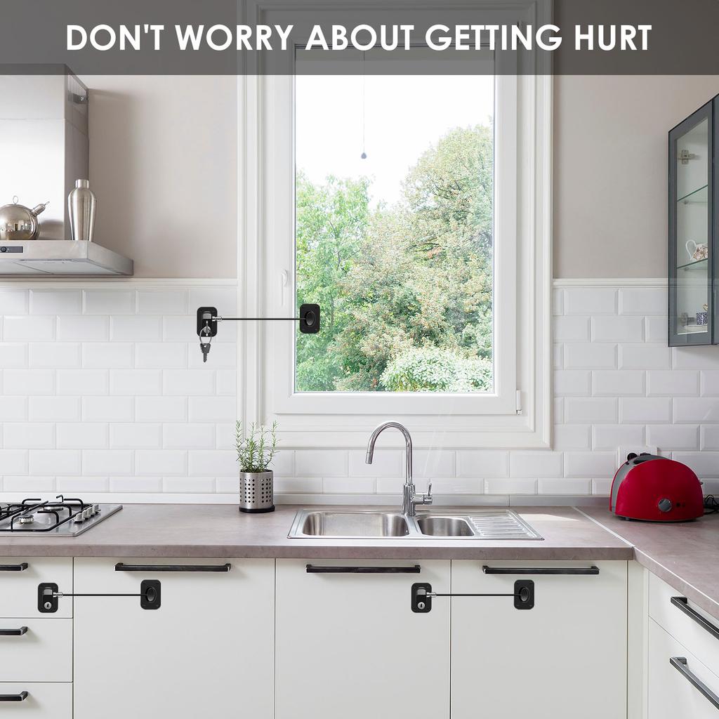 4/8 PCS Cabinet Lock Proof Refrigerator Lock with Key Self Adhesive Fridge Lock Combo Child Freezer Door Lock for Baby Safety