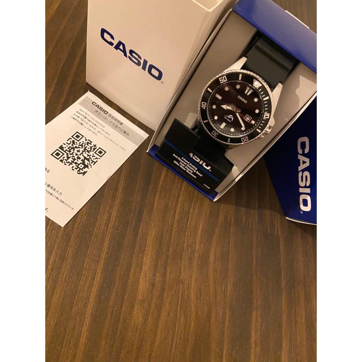 Used CASIO MDV-107-1A1JF Casio Diver s Watch Black Silver 20 ATM Water Resistant Marlin Diver Badman