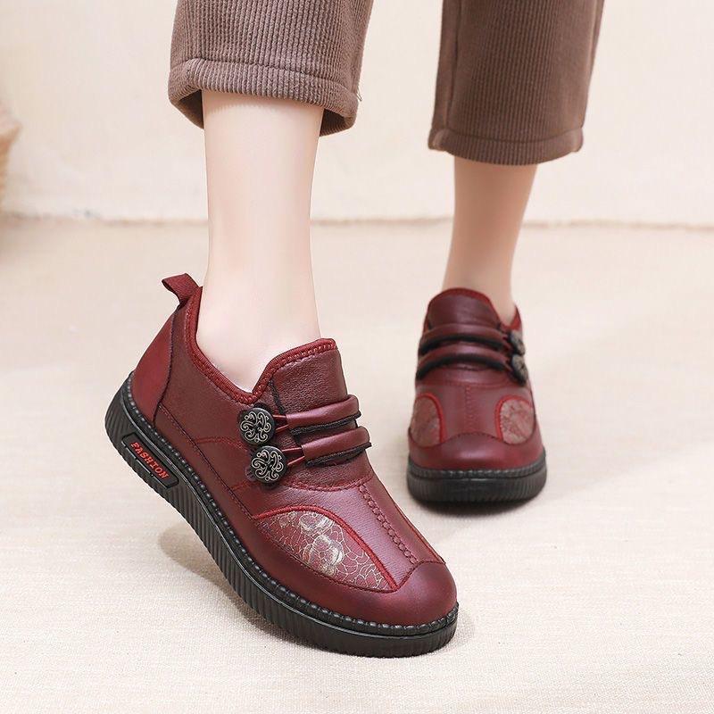 Winter Velvet Thickened Embroidered Women's Shoes Polyurethane Low-top Snow Cotton Waterproof and Non-slip Women's Soft-soled Cotton Boots