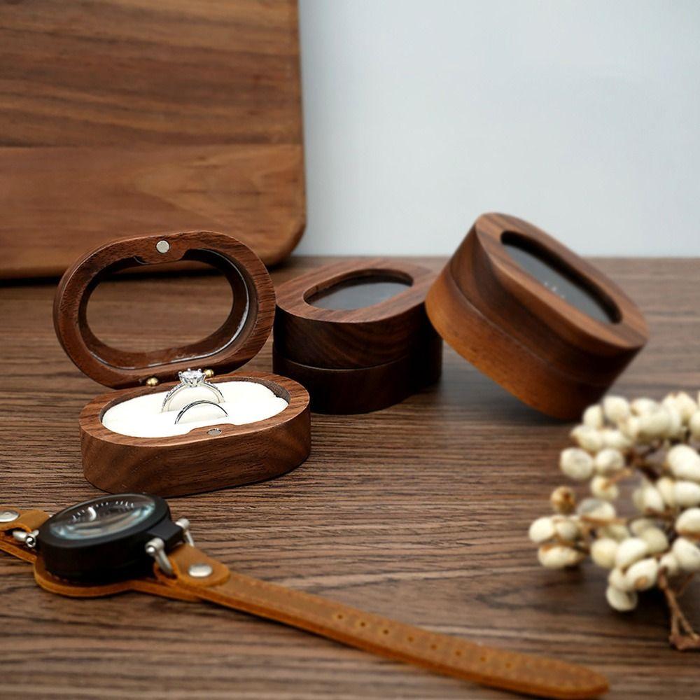Engagement Wooden Retro Ring Storage Box Storage Holder Jewelry Box Lover Ring Display Box