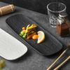 Black and white frosted rectangular plate Ceramic long bar dim sum Western food plate Japanese creative sushi plate