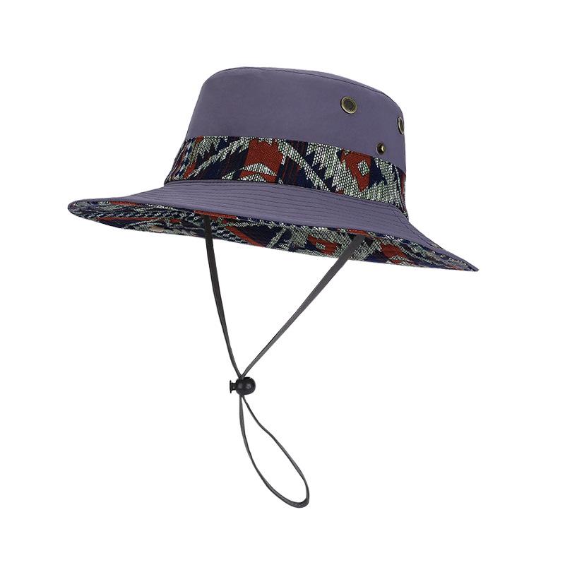 Spring Summer Big Brim Sun Hat National Style Cowboy Fisherman Hat Men Women Outdoor Sun Hat for Mountaineering and Fishing