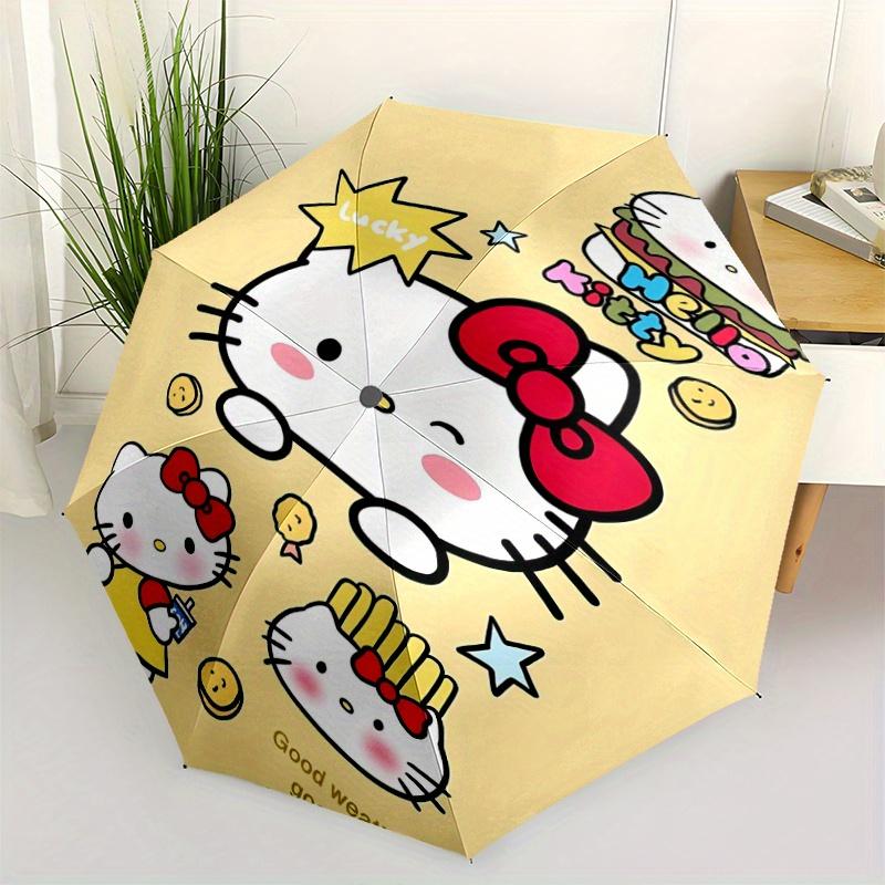 

Lucky Hello Kitty Automatic Opening and Closing Umbrella, Lightweight 3-Fold, With Cute Cartoon Characters, Suitable for Home, Outdoor and Daily Use,