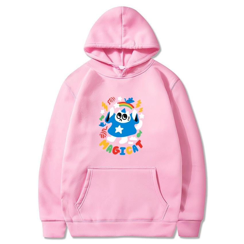 2025 Herbst/Winter Einfarbig Anime Katze Klassischer Hoodie Herren Täglich Lässig Harajuku Hoodie Y2K Streetwear Warmer Hoodie