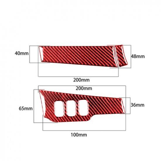 2Pcs Red Carbon Fiber Driver Side Dashboard Cover Trim For Mitsubishi Lancer