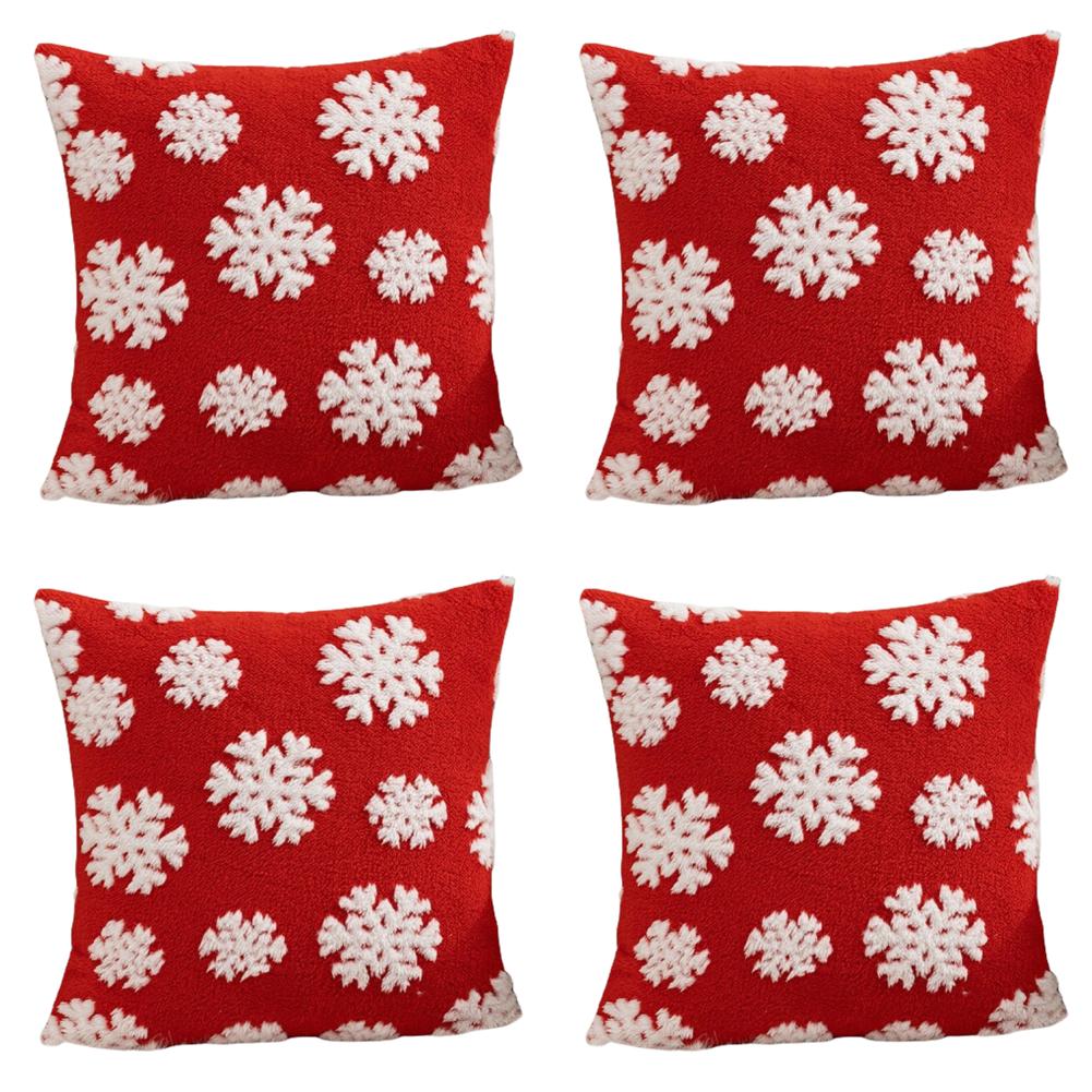 Christmas Cushion Cover Festival Pillow Case for Couch (Red Small Snowflake)