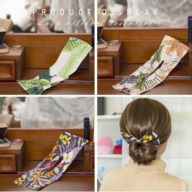 New Fashion Elegant Maker Hair Bands Women Summer Knotted Wire Headband Print Magic Roll Rings Ponytail French Twist Hairstyle Former Maker