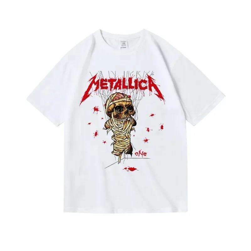 

Чоловіча футболка Streetwear Важкий метал Гурт Metallica Оверсайз футболка Чоловіки Модна Коротка рукава Бавовна Висока якість Вільний Повсякденний Жіночий Чоловічий Одяг XXXL помаранчевий