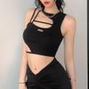 Sommer Dame Mote Street Style Ensfarget Asymmetrisk Spice Girls Utklippet Tanktopp