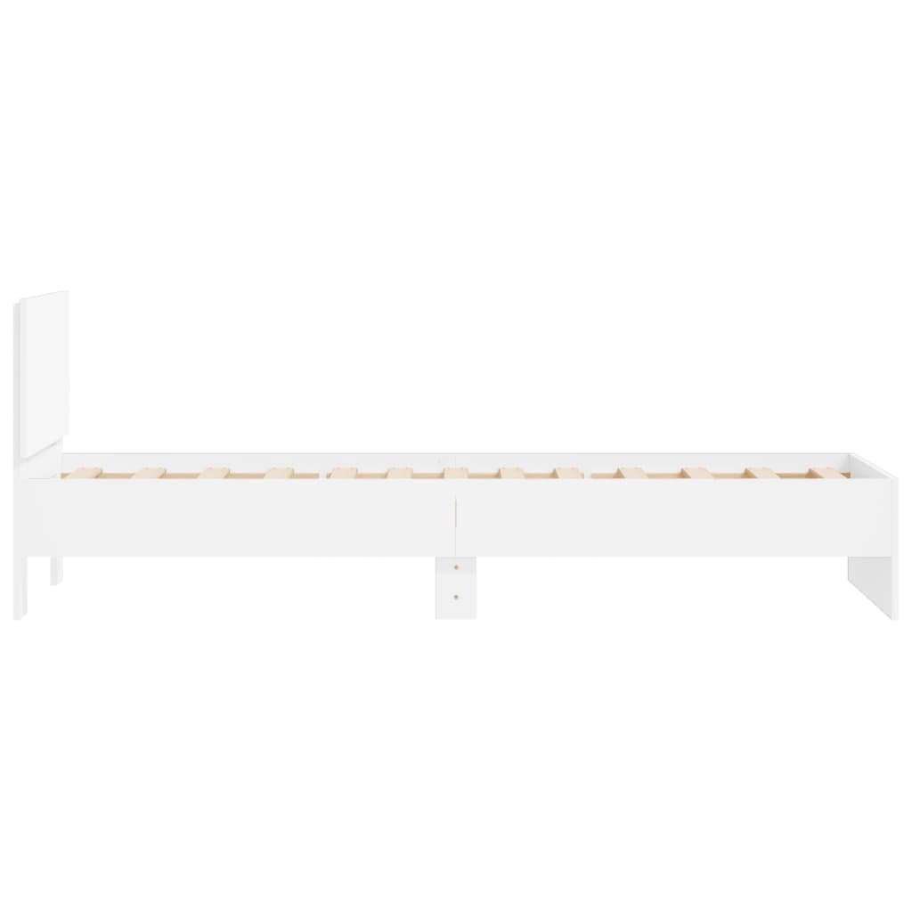 White Bed Frame with Headboard 75 x 190 cm Wood Based Material