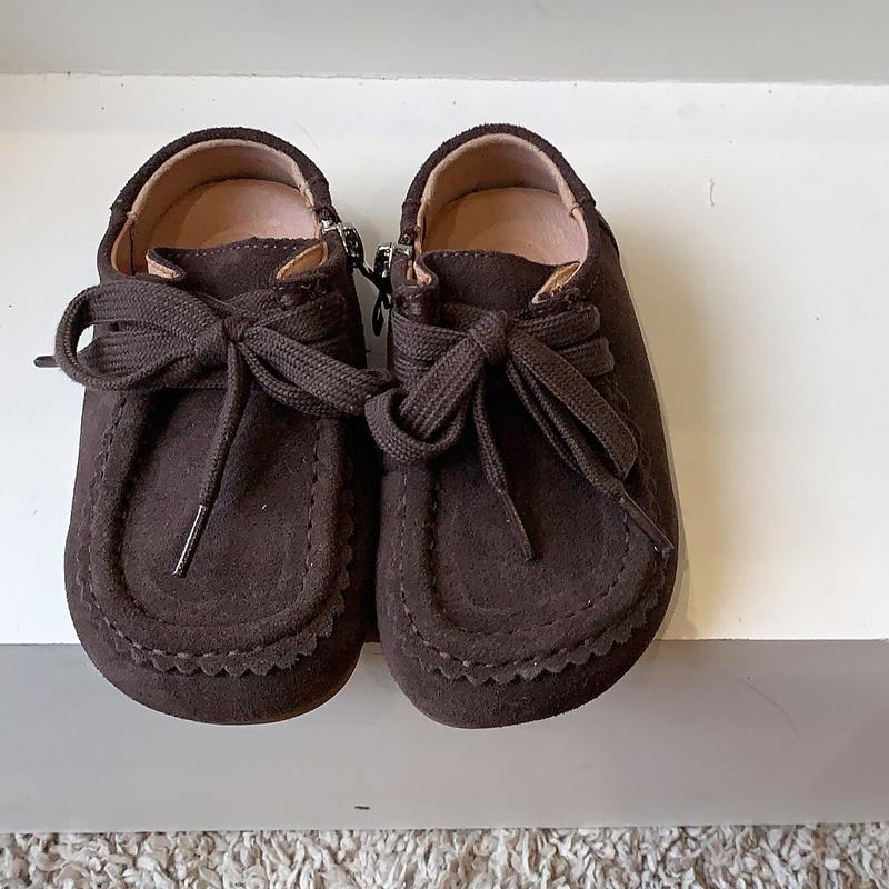 

Детская обувь из натуральной кожи с матовым эффектом в стиле ретро, маленькие кожаные туфли для девочек, мягкая подошва, туфли с закрытым носком для мальчиков 22 коричневый