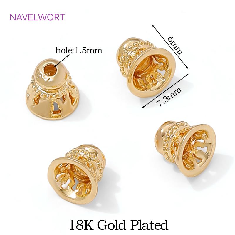 

18K Gold Plated Beads Cap For Bracelet Making Supplies,Brass Spacer Beads Caps,Separators For Beads,Supplies For Jewelry 5 pieces